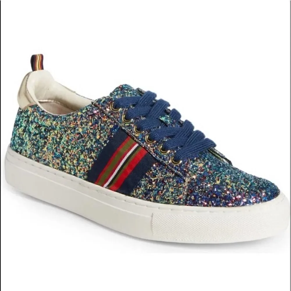 1901 Palmer Fashion Platform Sneakers Glitter Silver Blue Size 6